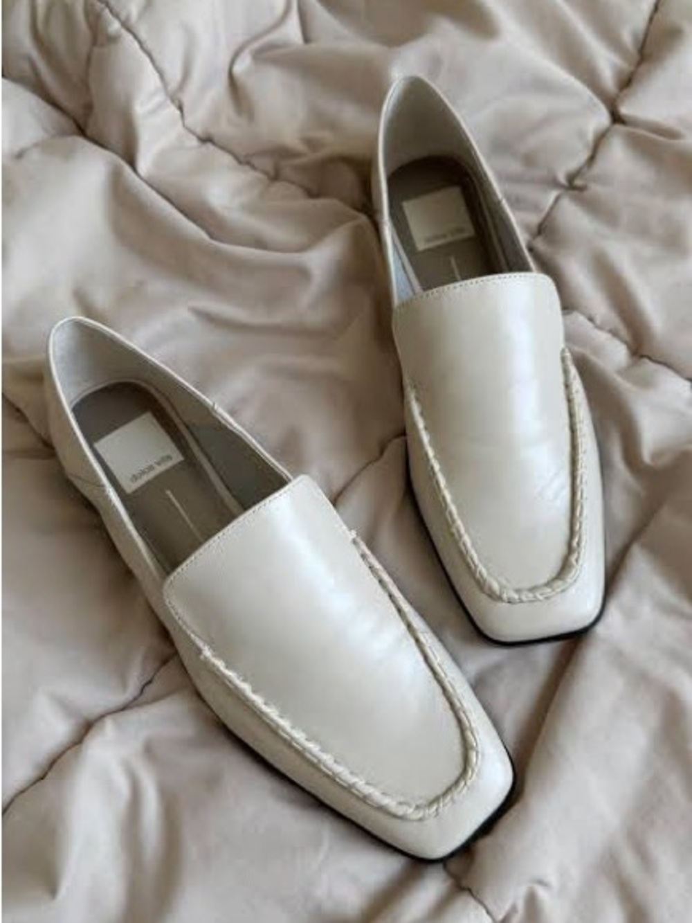 Dolce Vita Beny Ivory Leather Square Toe Loafers Women’s Size 7 NWT